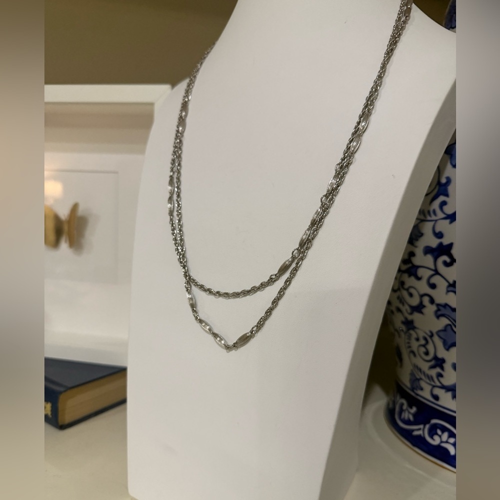Extra Long Trifari Silver Tone Chain Necklace